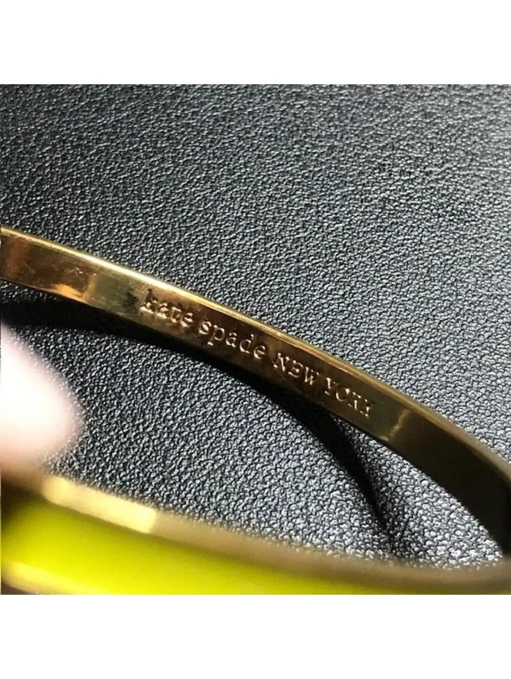 B2988 Kate Spade Bangle Bracelet Yellow Enamel Gold Tone 'So Far, So Good' - Picture 4 of 4